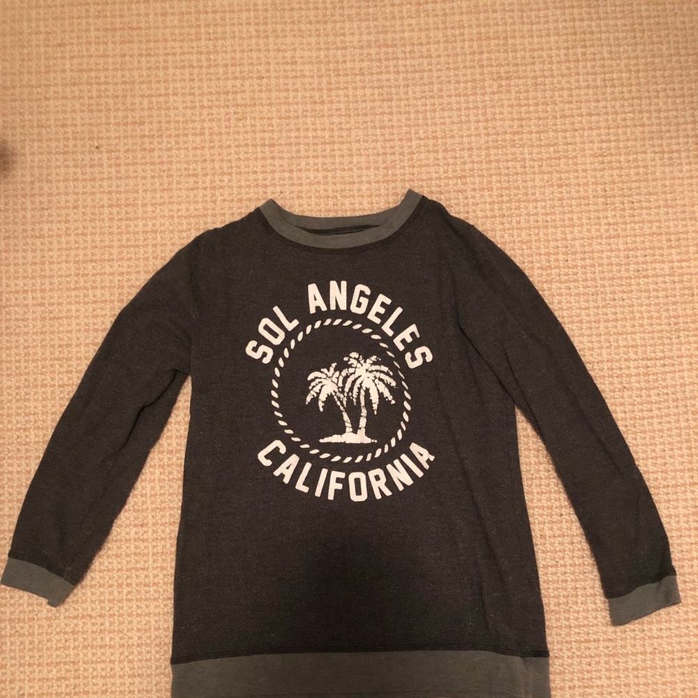 Sol Angeles girls size 12 logo sweatshirt gray
